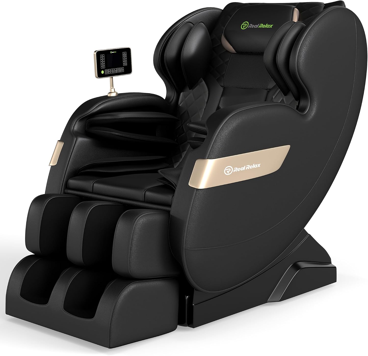 Real Relax Massage Chair Full Body of Dual Core S Track,Zero Gravity Realiner with App Control,Bluetooth,Foot Roller,Home or Office Use,Black and Gold