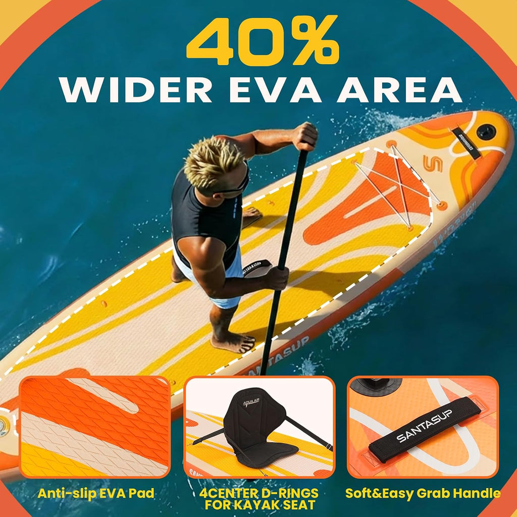 10'6'/11'Wide Inflatable Stand Up Paddle Board for Adults & Youth of All Skill Levels, with Premium SUP Paddleboard Accessories, Anti-Slip EVA Deck