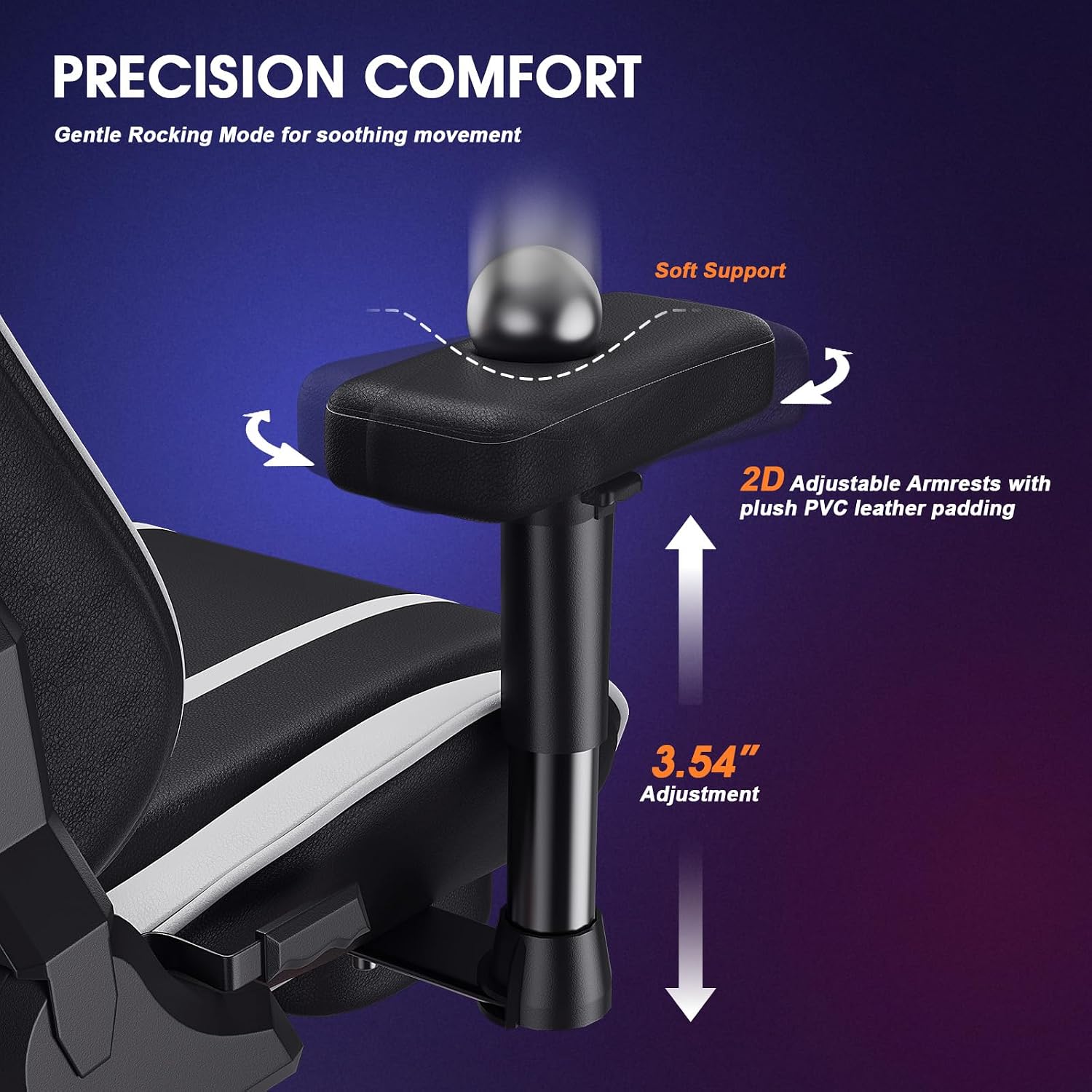Douxlife 3D Kneading Massage Gaming Chair with Footrest, 400lbs Heavy Duty PC Computer Desk Chair for Adults, Adjustable 2D Armrests, Ergonomic 175° Recline & Optional Heat, Black&White
