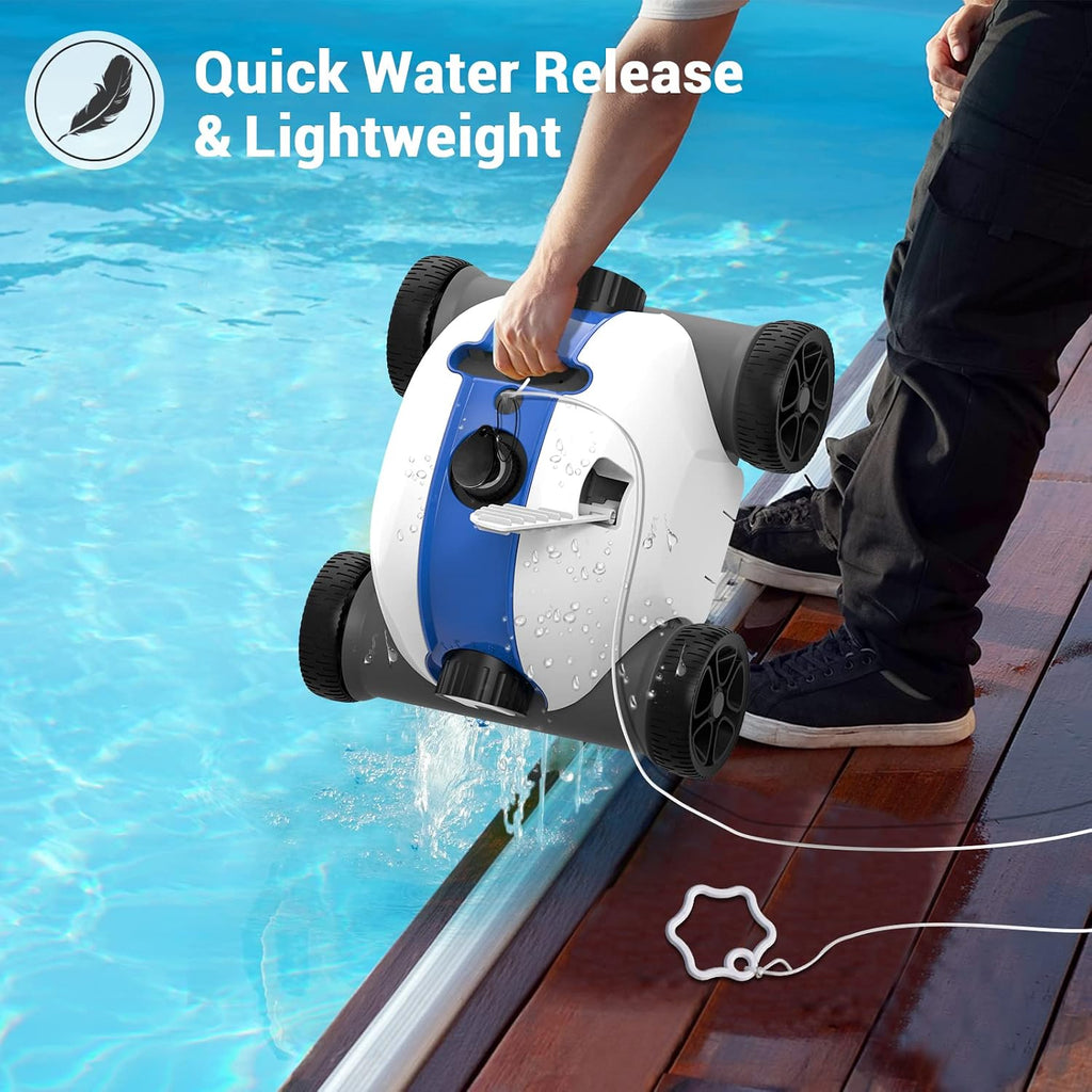 Cordless Robotic Pool Cleaner, Automatic Pool Vacuum with 60-90 Mins Working Time, Rechargeable Battery, IPX8 Waterproof for Above/In-Ground Swimming Pools Up to 861 Sq Ft