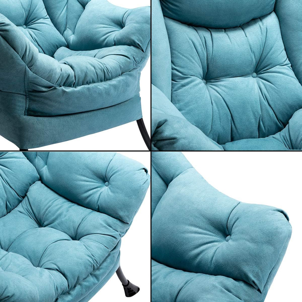 HollyHOME Lazy Chair with Armrest and Side Pocket, Comfy Accent Lounge Chair,Leisure Sofa Armchair for Living Room, Bedroom, Dorm, or Small Spaces, Oversized Reading Sofa Chair, Textured Blue