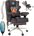 7-Point Massage Office Chair,Heated Manageral Chair,Ergonomic Executive Chair with Footrest,Adjustable Armrest，Computer Chair for Offices, Study Areas,Gaming Spaces,Brown
