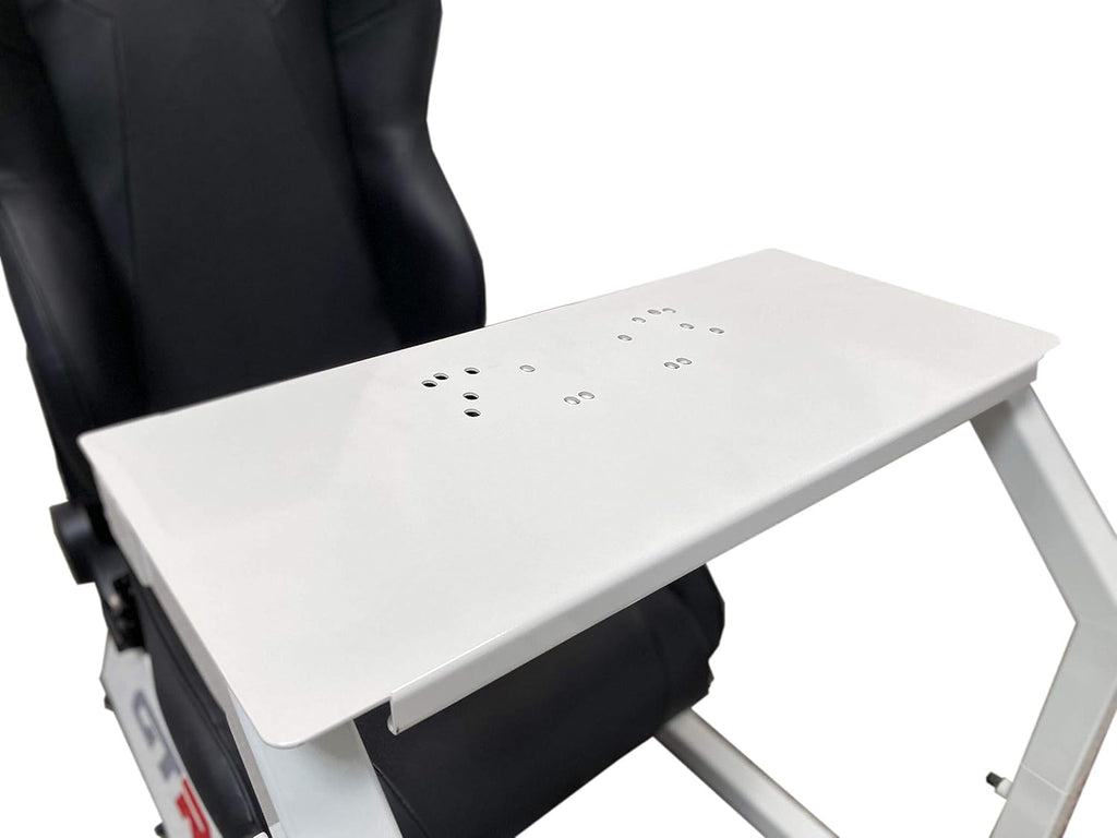 GTR Simulator GTA Model White Frame with Black Adjustable Leatherette Seat Racing Driving Gaming Simulator Cockpit Chair