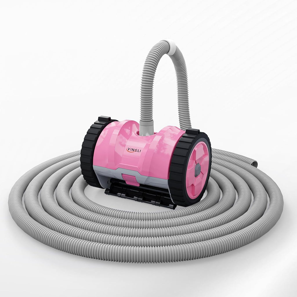 VINGLI Automatic Pool Cleaner for Inground Pools – Suction-Side Pool Vacuum with Powerful Wall-Climbing, 40FT Tangle-Free Hose, Ultra-Quiet Operation – Comfort Pink & Gray