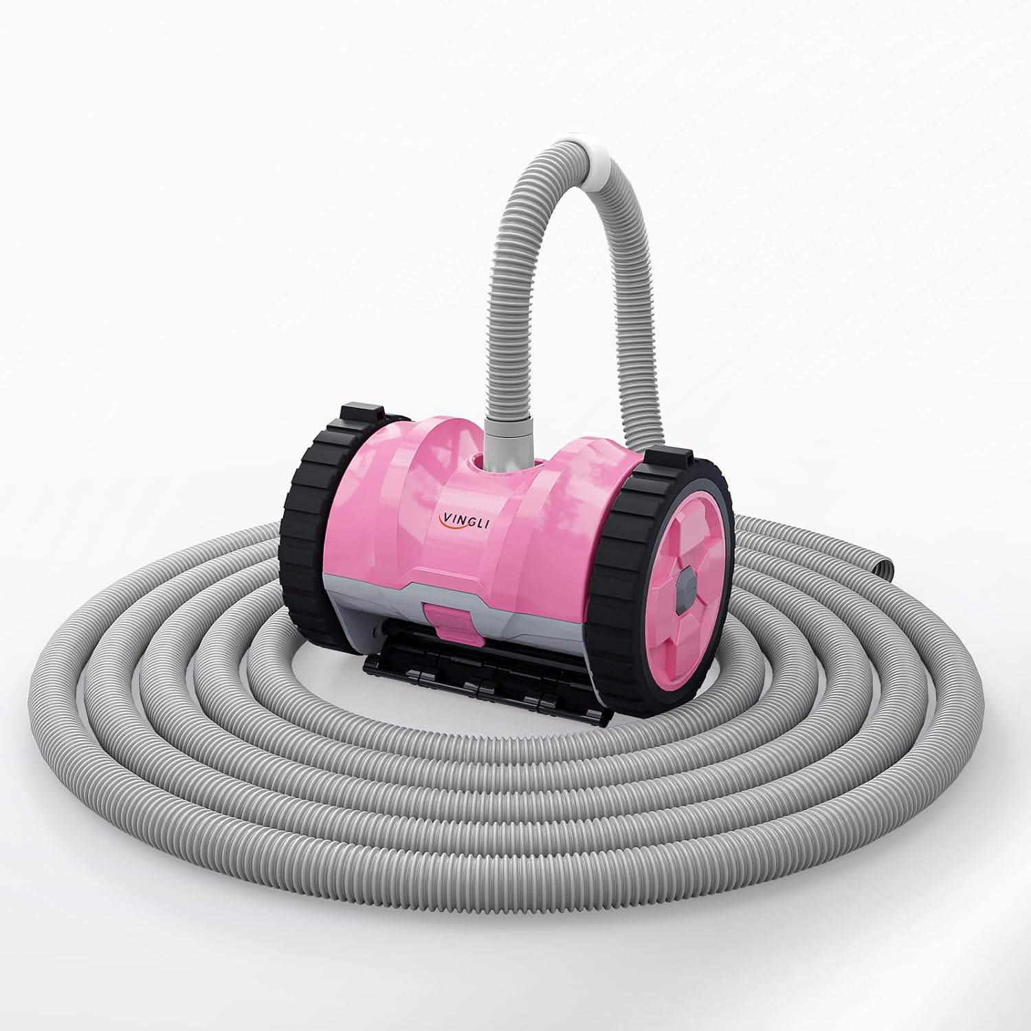 VINGLI Automatic Pool Cleaner for Inground Pools – Suction-Side Pool Vacuum with Powerful Wall-Climbing, 40FT Tangle-Free Hose, Ultra-Quiet Operation – Comfort Pink & Gray