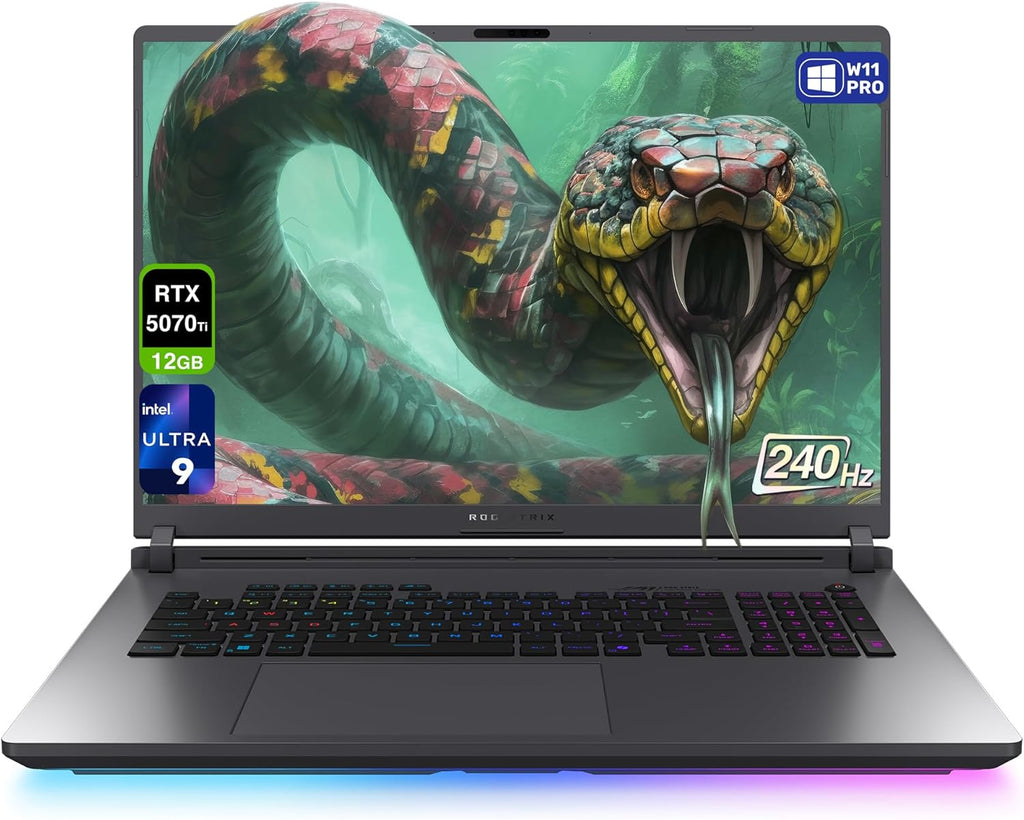 ASUS ROG Strix G18 Gaming Laptop, Intel Ultra 9-275HX, 32 GB DDR5 RAM, 2 TB PCIe SSD, 18' 2.5K (2560x1600) 240Hz Nebula Display, N-vidia G-Force RTX 5070Ti, 4-Zone RGB Keyboard, W11 Pro, Eclipse Gray