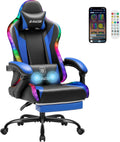 Homall Gaming Chair with Massage & Footrest, Ergonomic Computer Office Chair, High-Back Racing Style Reclining Chair with Adjustable Lumbar Support, PU Leather for Adults (Blue)
