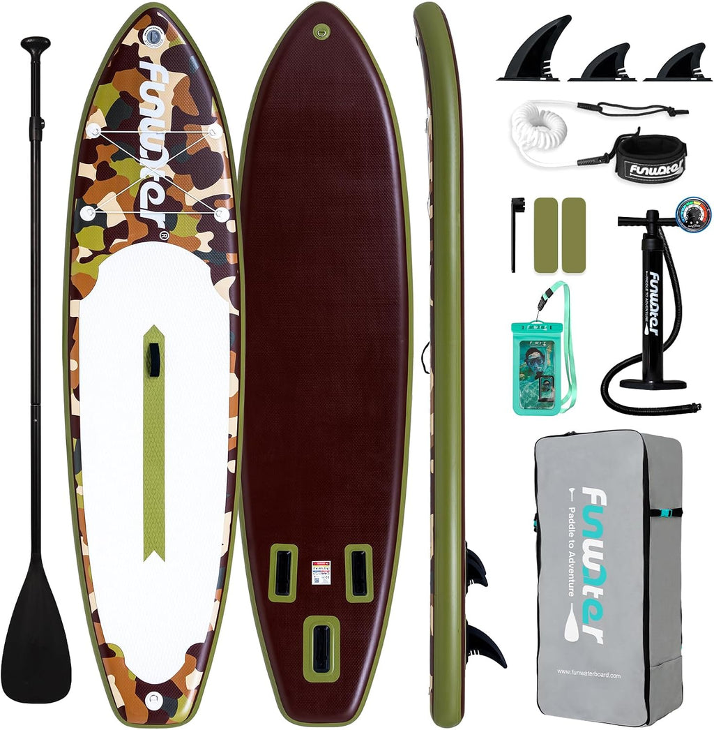 FunWater Inflatable Stand Up Paddle Board with Premium SUP Paddleboard Accessories, Anti-Slip EVA Deck, 11'6''/11'/10'6'' Paddle Boards for Adults & Youth of All Skill Levels