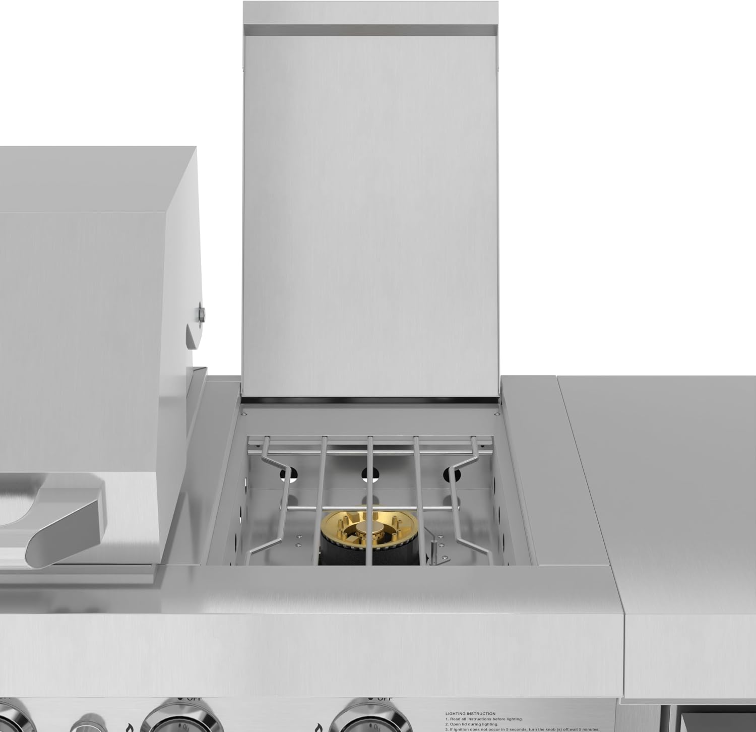 KoolMore Reserve Outdoor Kitchen Island with 6 Burner Grill and a Side Burner, Sink, Storage Cabinet and Beverage Refrigerator, CSA Listed in Stainless-Steel