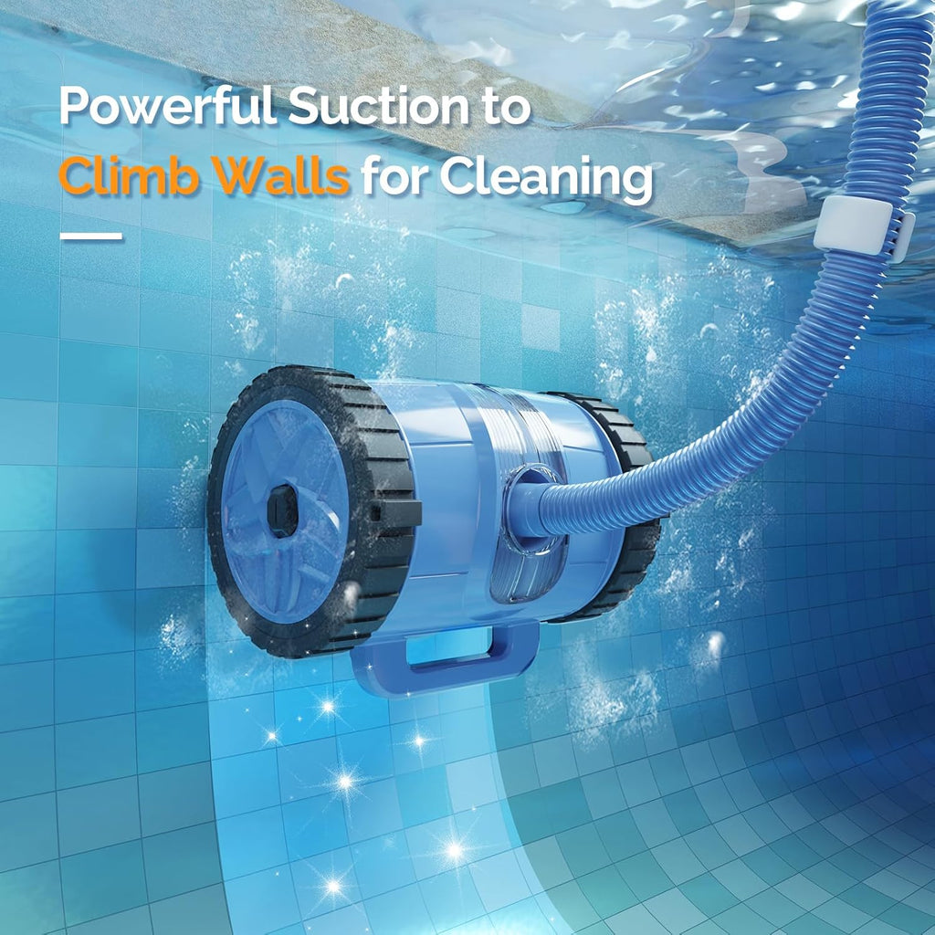 VINGLI Automatic Pool Cleaner for Inground Pools – Suction-Side Pool Vacuum with Powerful Wall-Climbing, 40FT Tangle-Free Hose, Ultra-Quiet Operation – Memory Blue & Gray