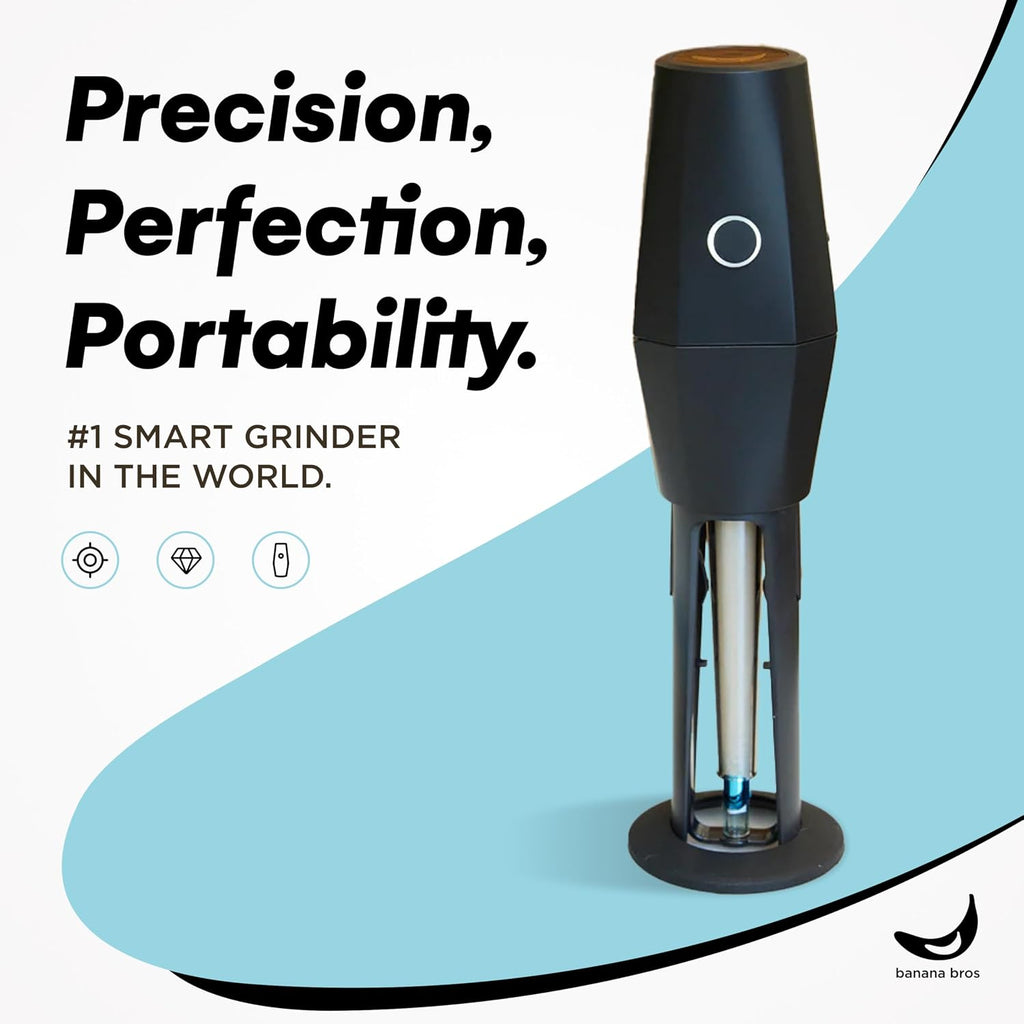 Banana Bros OTTO Electric Smart Spice Grinder - Automatic Herb Grinder with Smart Technology - Rechargeable via USB - Portable Milling for Dry Herbs and Spices - Black - No Carrying Case