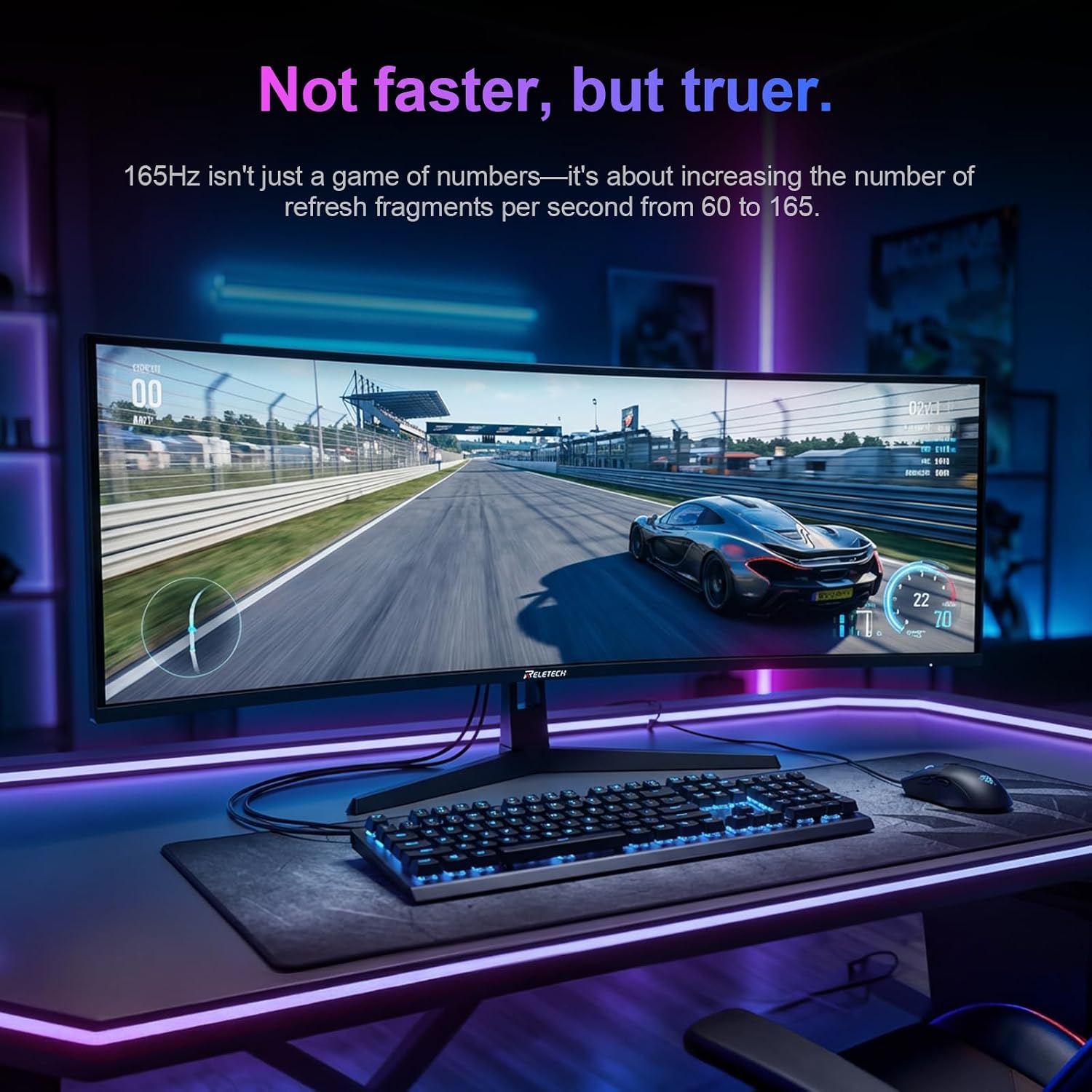 49 inch Ultra-Wide Curved Gaming Monitor 165Hz, 5K (5120×1440) Resolution,1500R 1ms Fast Response, FreeSync, 125% sRGB HDR Color Display, 2*HDMI & 2*DP, VESA Mount Compatible (R49BVR Raptor)