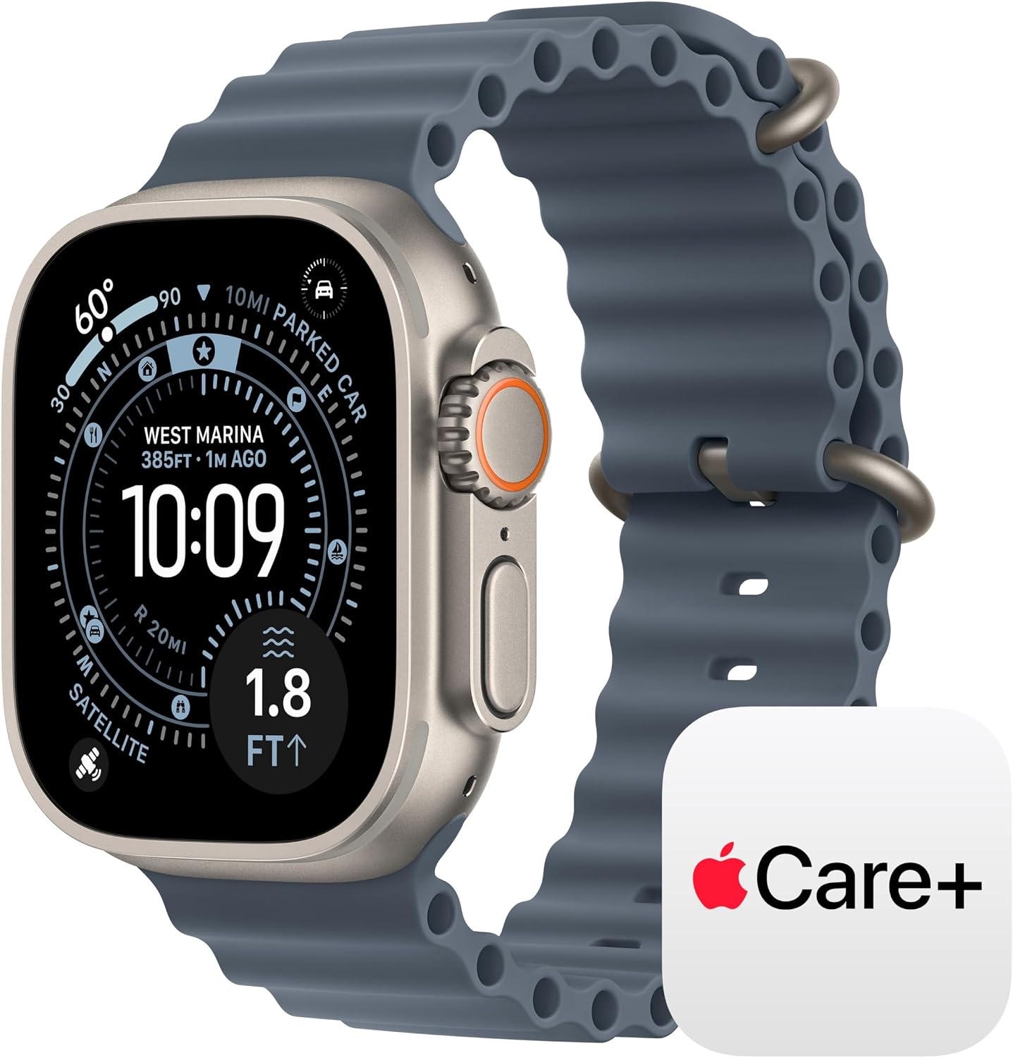 Apple Watch Ultra 3 [GPS + Cellular 49mm] Running & Multisport Smartwatch w/ Rugged Titanium Case w/ Anchor Blue Ocean Band w/ AppleCare+ (2 years)