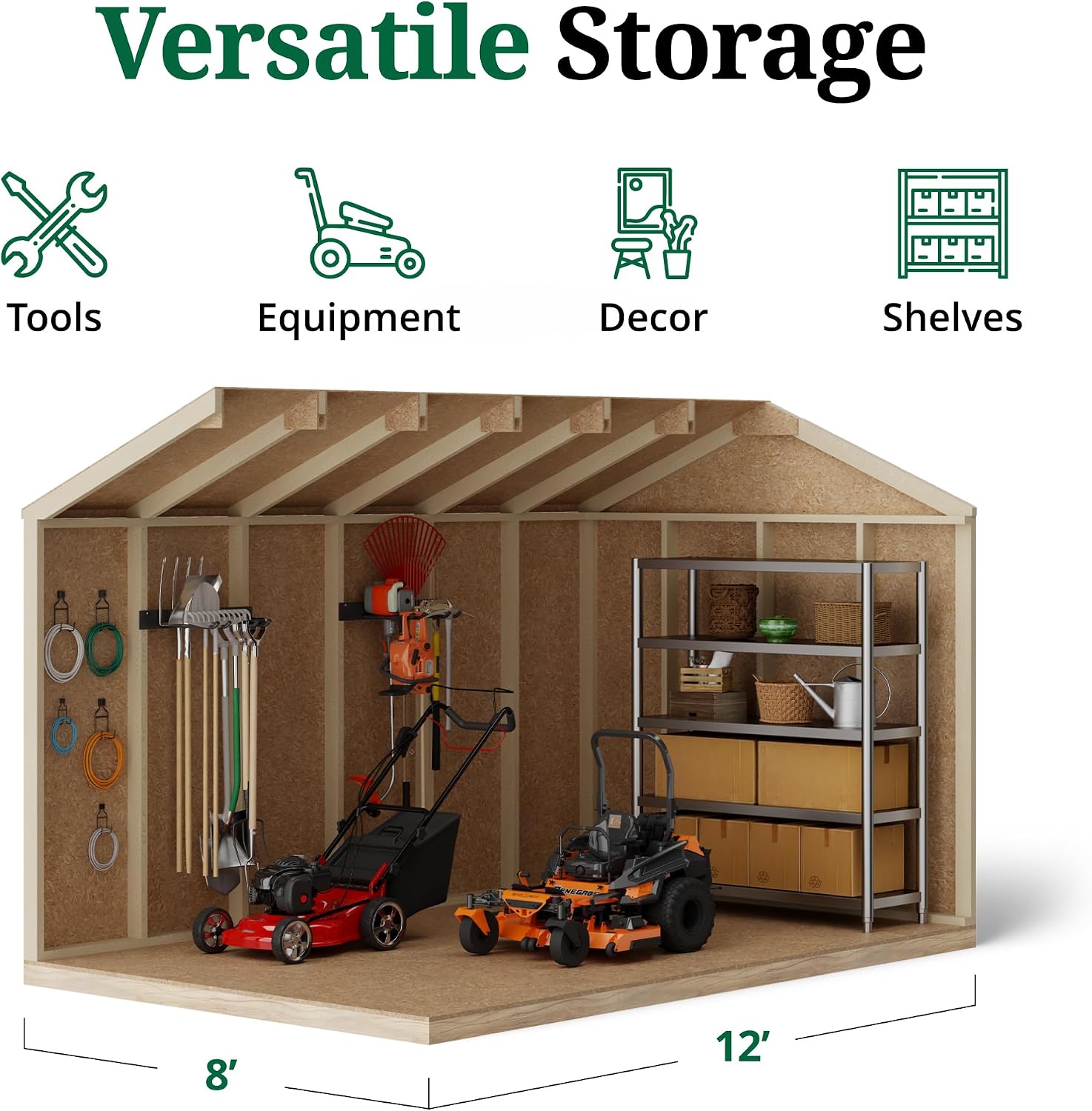 Little Cottage Co. 8x12 Value Workshop Shed with Operable Windows and Floor, Outdoor Wood Storage Do-It-Yourself Precut Kit