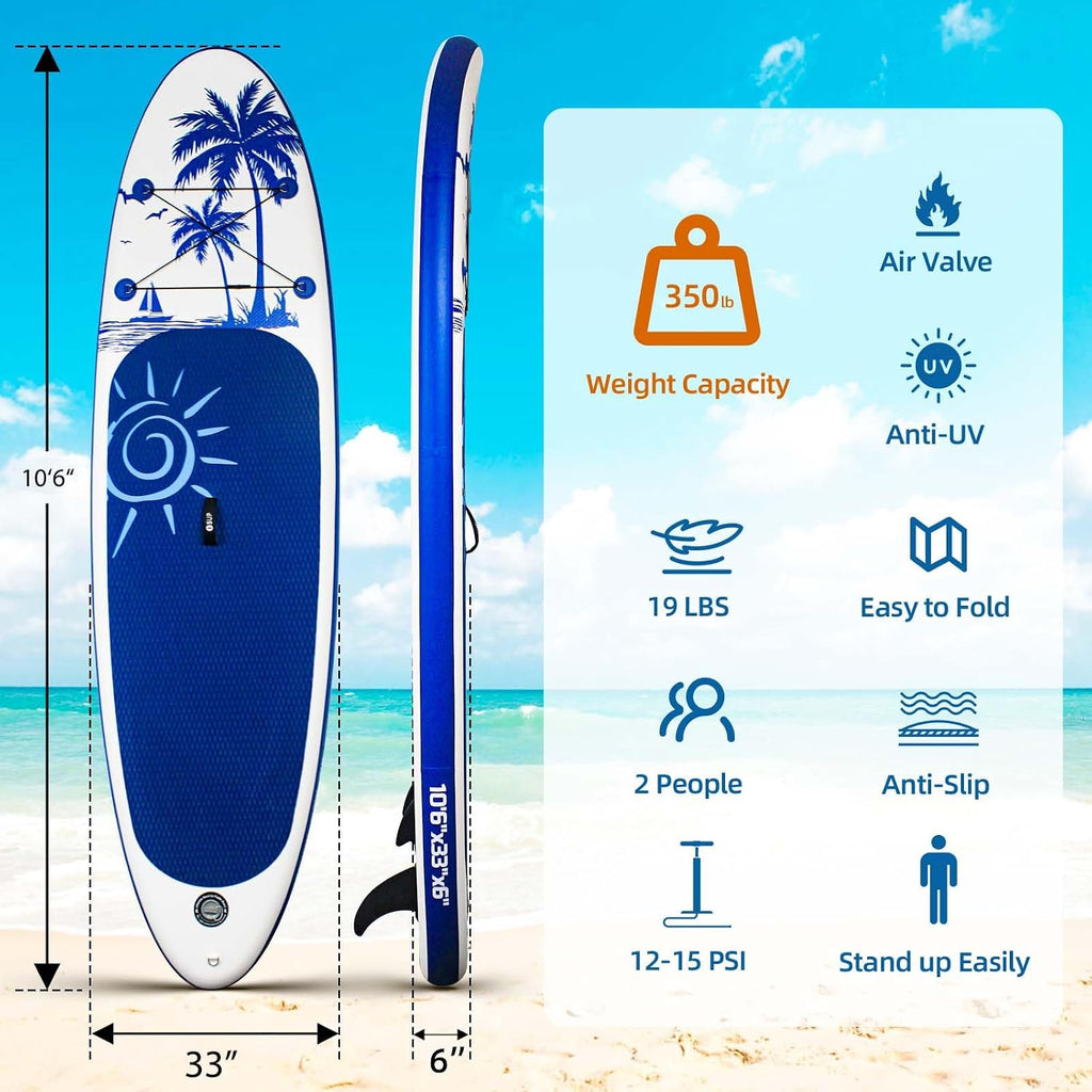 Inflatable Stand Up Paddle Board, with Paddle Board Accessories and Waterproof Phone Bag, 33' Wide Stable Design, Anti-Slip EVA Deck for Youth & Adults of All Skill Levels