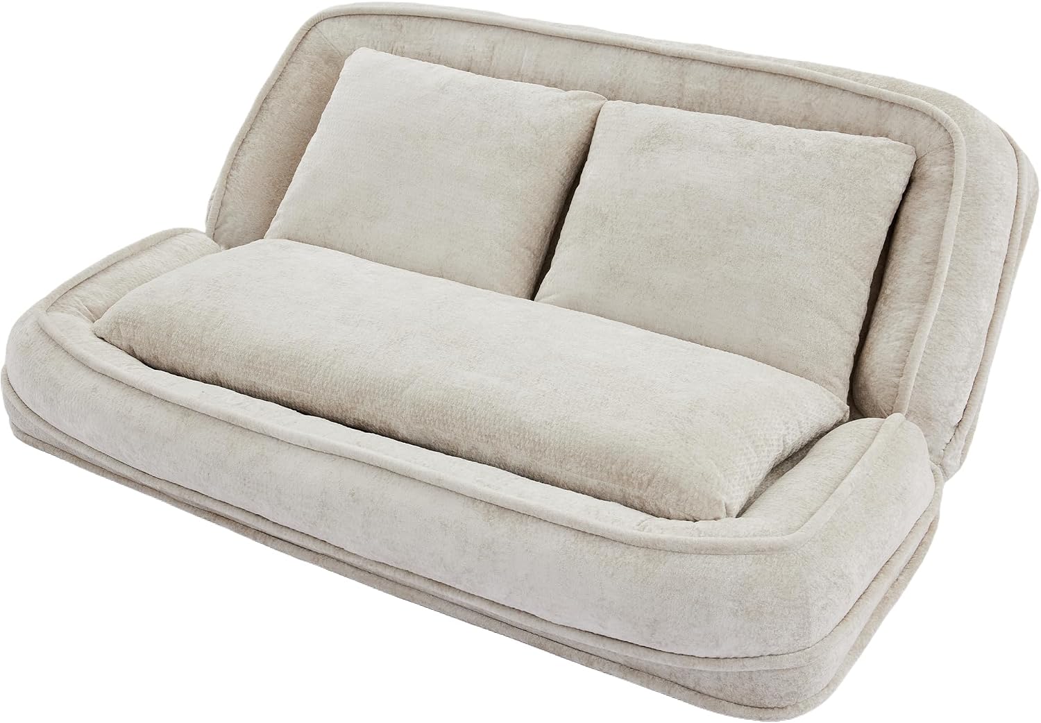 71'' Human Dog Bed, Upholstered Lounge Loveseat Chair, Floor Chair with Back Support, 5 Adjustable Position Folding Sofa Bed for Adults & Pets, Lazy Sofa Bed for Living Room, Game Room, Beige