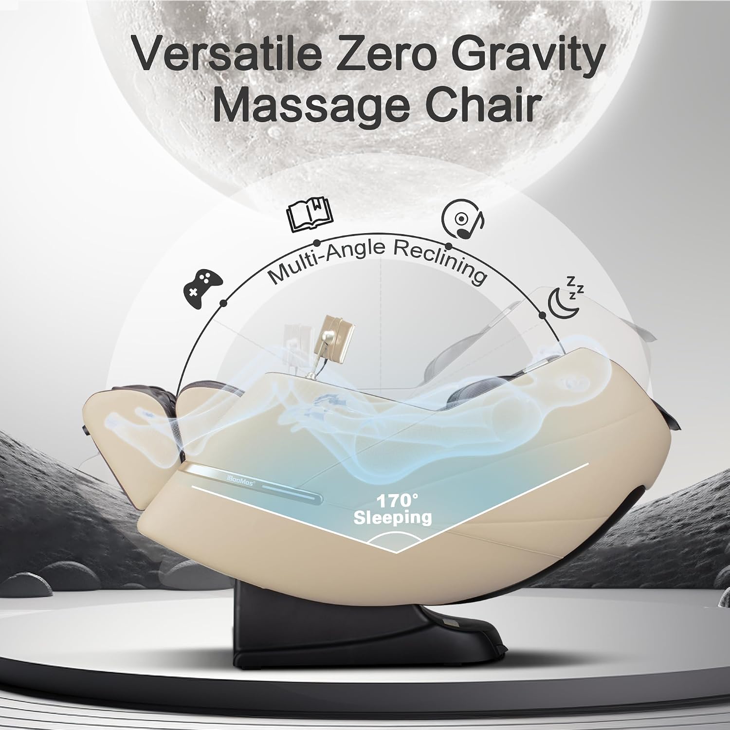 iBooMas Massage Chair, 2026 SL-Track Zero Gravity Shiatsu Massage Chairs Full Body and Recliner, 12+6 Modes, Body Scan, APP, Foot Rollers, Heat Therapy, Airbags, Bluetooth, Thai Stretch (Beige& Brown)