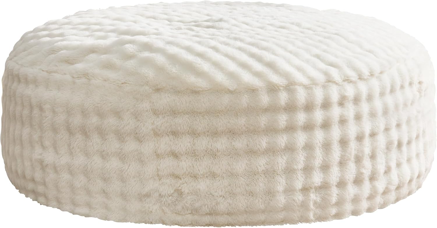 Hobestluk Bean Bag Chairs Beanbag Chair with Filler Adult Bean Bags with Fluffy & Machine Washable Cover, Giant Bean Bag Chairs for Aduts (White, 6FT-70' x 70' x 15')