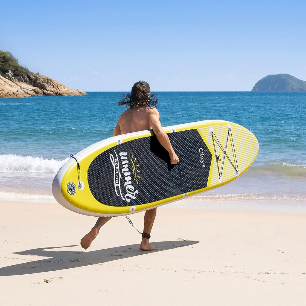 Ciays Inflatable Stand Up Paddle Board W SUP Accessories of Backpack, 2 Fins, 2 Bags, Leash, Floating Paddles and Double Action Hand Pump All-Around Paddleboard Perfect for Yoga, Tour, Fishing