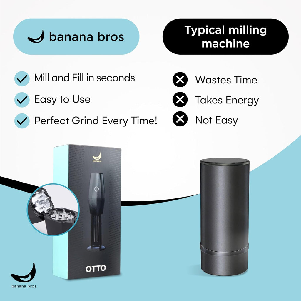 Banana Bros OTTO Electric Smart Spice Grinder - Automatic Herb Grinder with Smart Technology - Rechargeable via USB - Portable Milling for Dry Herbs and Spices - Black - No Carrying Case
