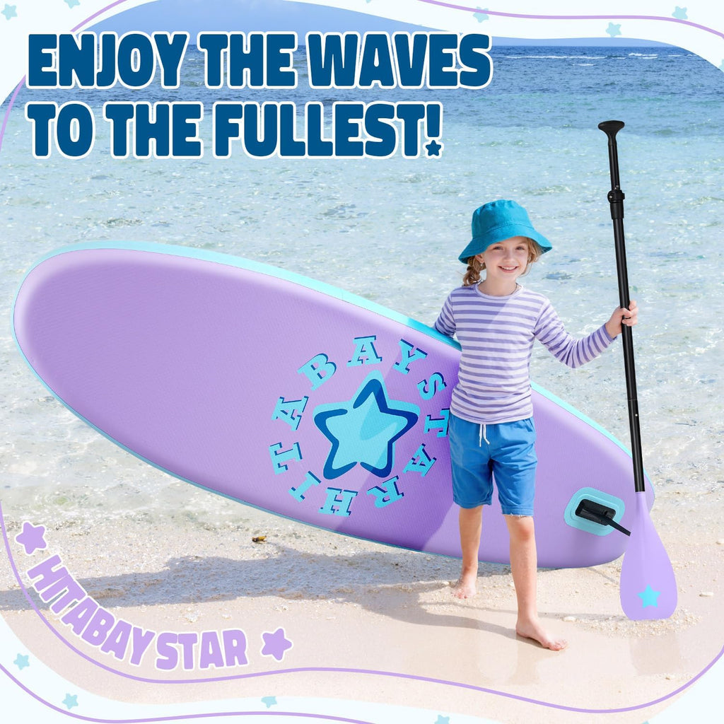 Kids Paddle Board with SUP Accessories, Child Paddle Board Durable, Lightweight, Stable Design, Wide Non-Slip Deck, 7ft 7.6ft 8ft 9.6ft Inflatable Paddle Boards for Kids & Youth
