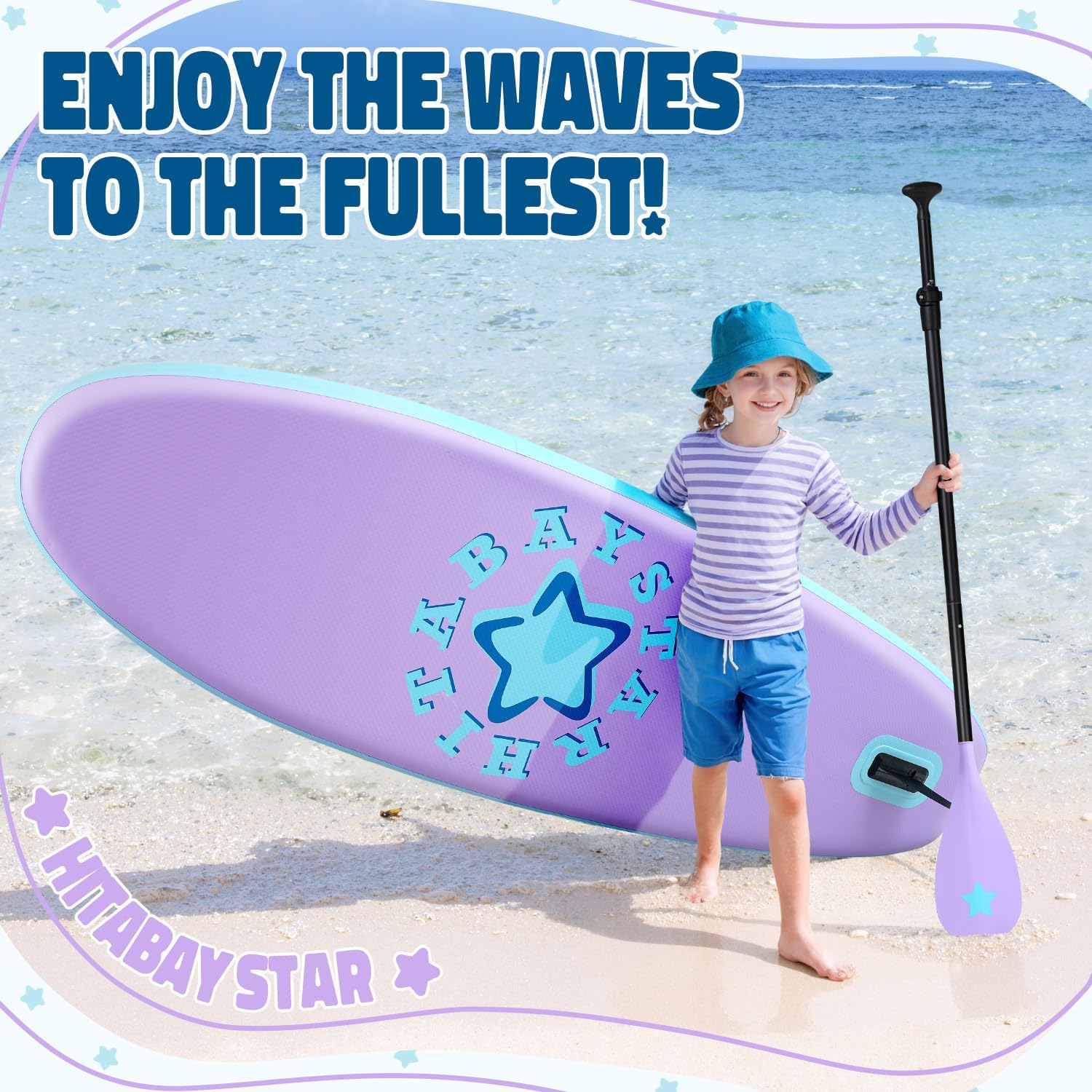 Kids Paddle Board with SUP Accessories, Child Paddle Board Durable, Lightweight, Stable Design, Wide Non-Slip Deck, 7ft 7.6ft 8ft 9.6ft Inflatable Paddle Boards for Kids & Youth