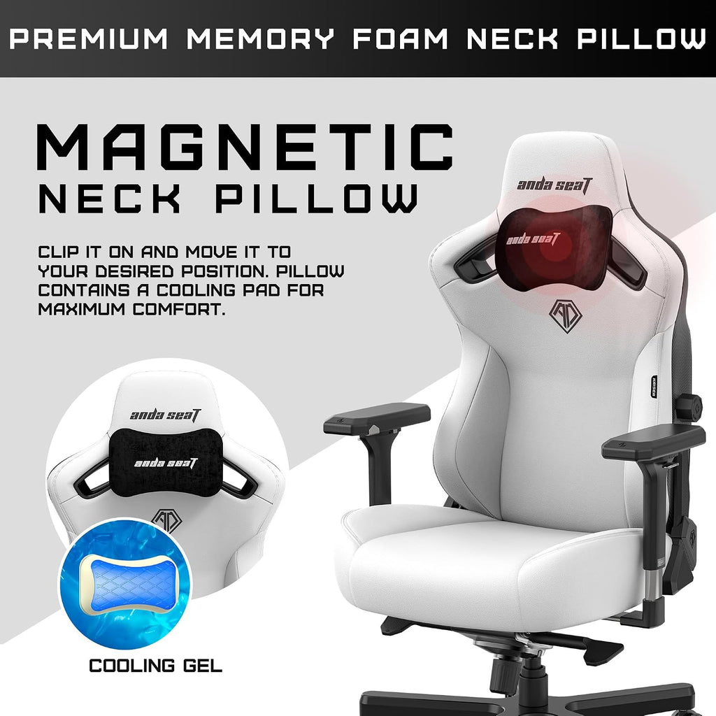 Anda Seat Kaiser 3 Large Gaming Chair for Adults - Ergonomic White PVC Leather Gaming Seat with Lumbar Support, Comfortable Office Chair with Neck Support - Heavy Duty Wide Computer Seat