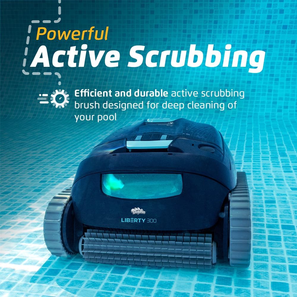 Dolphin Liberty 300 Cordless Automatic Robotic Pool Vacuum Cleaner, Magnetic Charging, Click-Up for Easy Removal, Ideal for In-Ground Pools up to 33 FT in Length