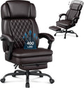 400lbs Executive Office Chair with Foot Rest for Heavy People, Ergonomic Big and Tall Desk Chair with Adjustable Headrest, High Back PU Leather Comfy Heavy Duty Computer Chair
