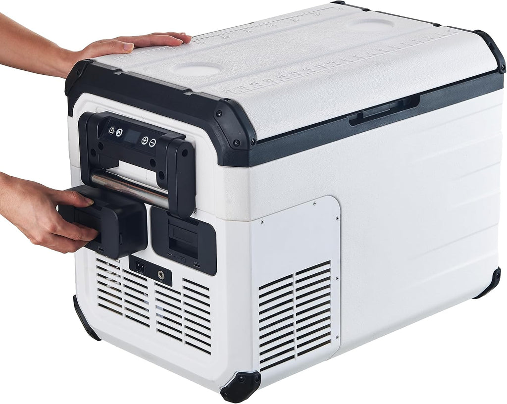 Explorer Bear Urban Series 48QT/45L 12V/24V Portable Battery Powered Electric Cooler Fridge Freezer Powered by LG Compressor (Battery Not Included)