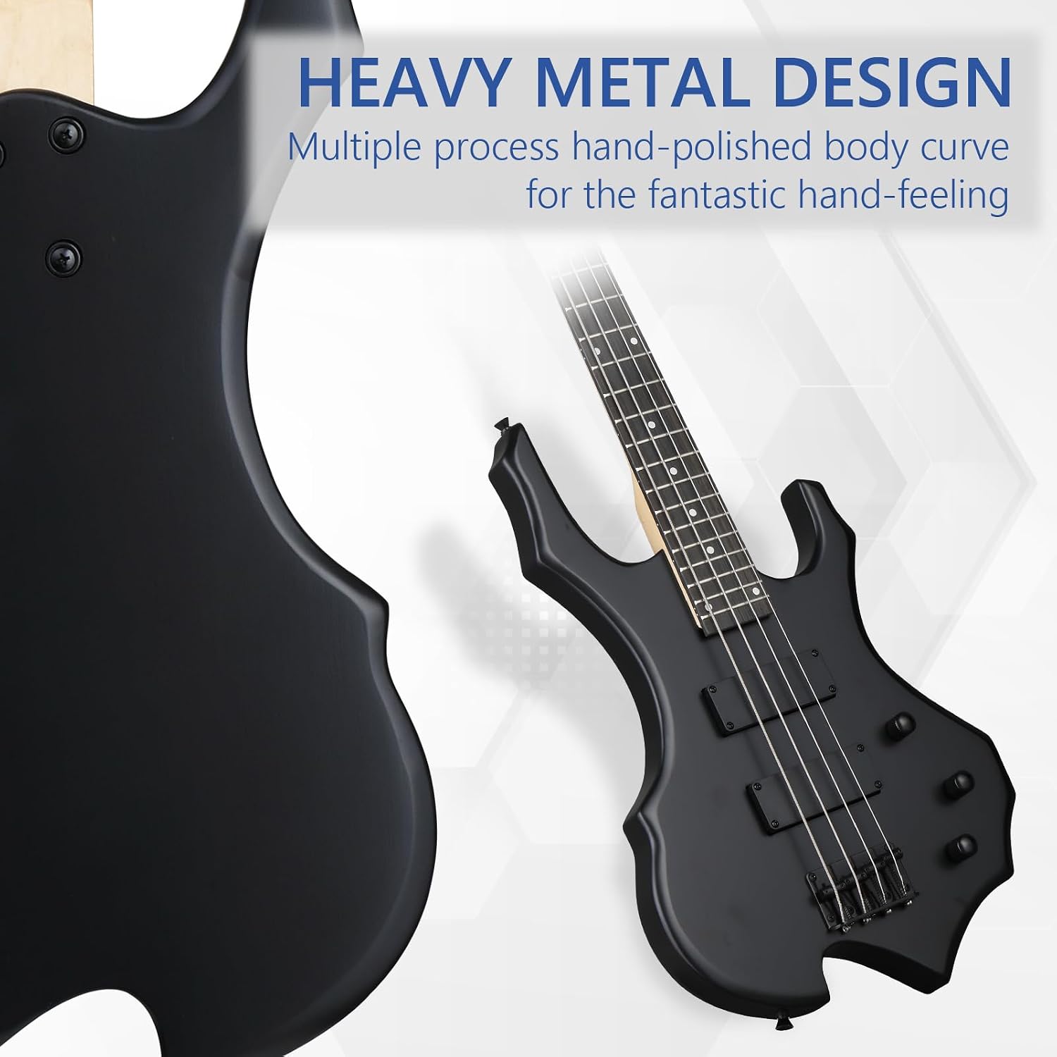 Ktaxon Electric Bass Guitar Full Size Flame Design Bass Set with 20 Watt Amplifier, Portable Bass Bag, Superior Amp Wire, Adjustable Guitar Strap, Plectrum, Wrench Tool(Matte Black)