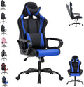 Video Game Chair Gaming Chair Computer High Back Office Desk Chair with Lumbar Support Adjustable Swivel Reclining Rolling PU Leather Game Chairs (Blue)