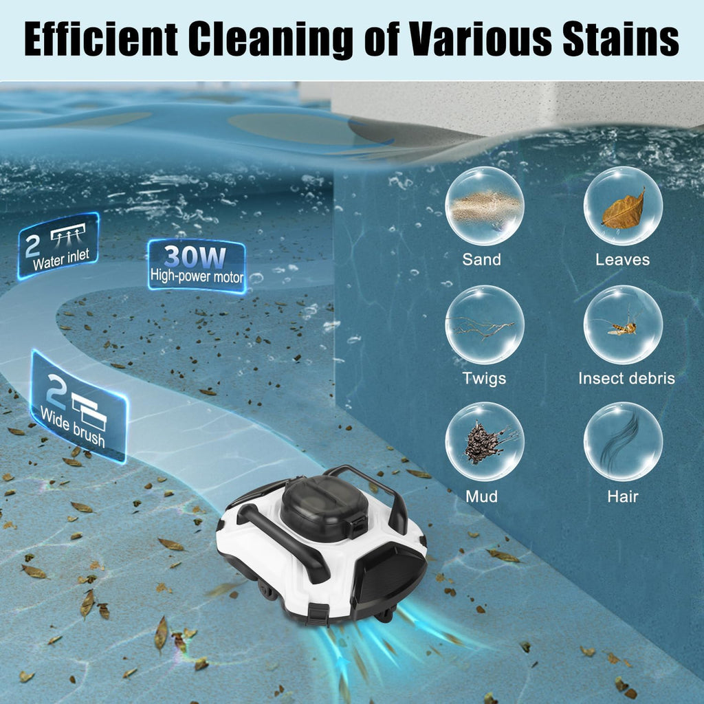 (2026 Upgrade) TCEUMIK Cordless Robotic Pool Cleaner 150 Mins Runtime, Automatic Pool Robot Vacuum with Dual Motors Climbs Slopes Under 23° Above Ground Pool & In-Ground Flat Pools Up to 914 Sq.Ft