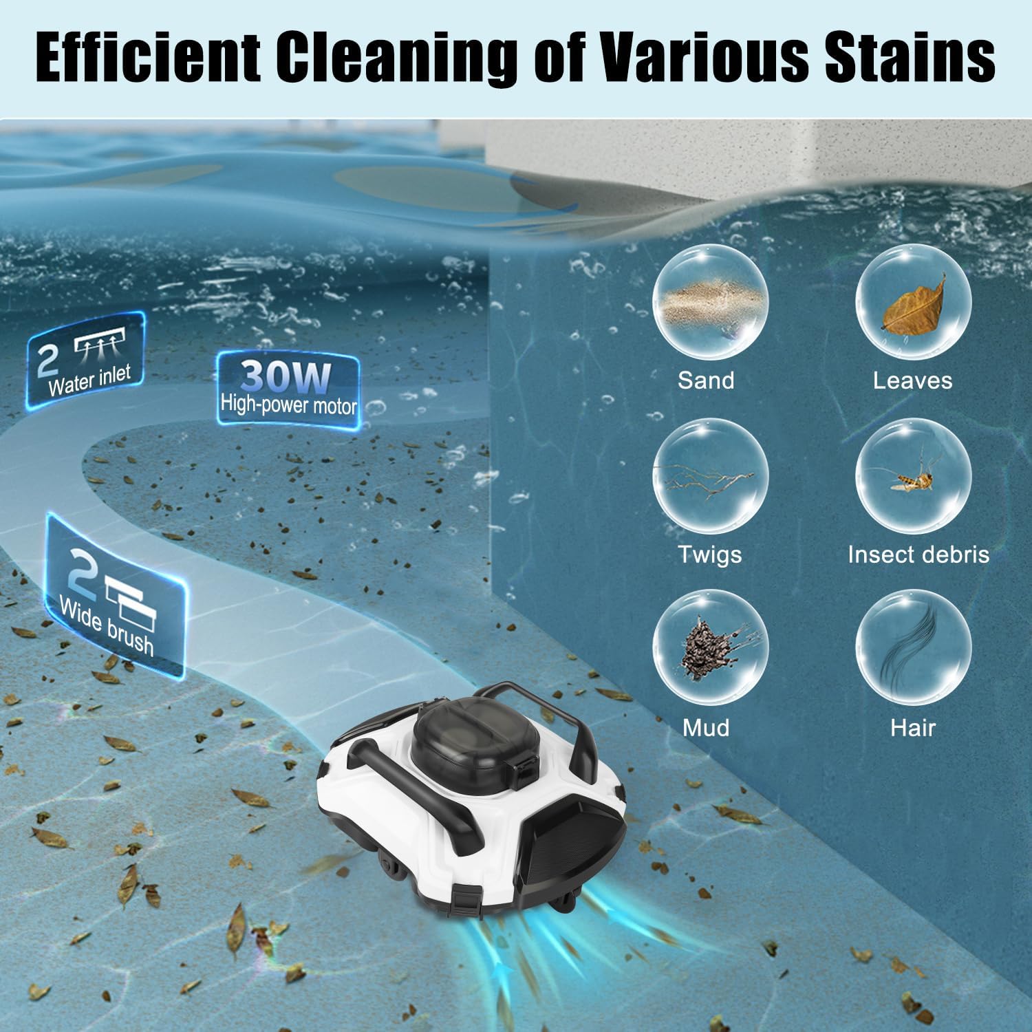(2026 Upgrade) TCEUMIK Cordless Robotic Pool Cleaner 150 Mins Runtime, Automatic Pool Robot Vacuum with Dual Motors Climbs Slopes Under 23° Above Ground Pool & In-Ground Flat Pools Up to 914 Sq.Ft