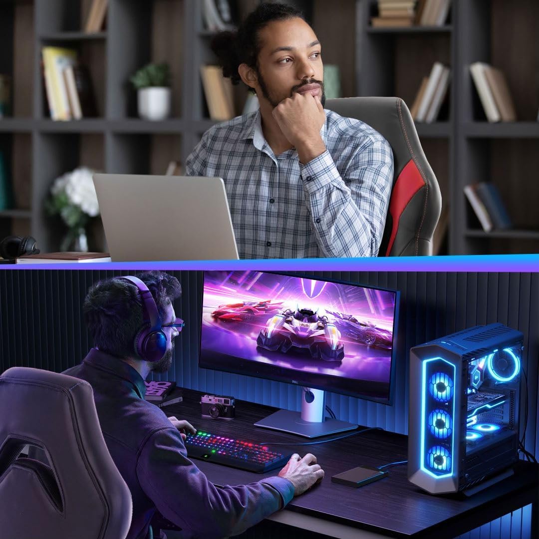 Heavy Duty Gaming Chair Ergonomic Gamer for Home Office with Lumbar Support, Adjustable Backrest, Flip-Up Armrest and Stable 360° Swivel Wheels for Adults, Professional Gamers and Teens, Black-Red