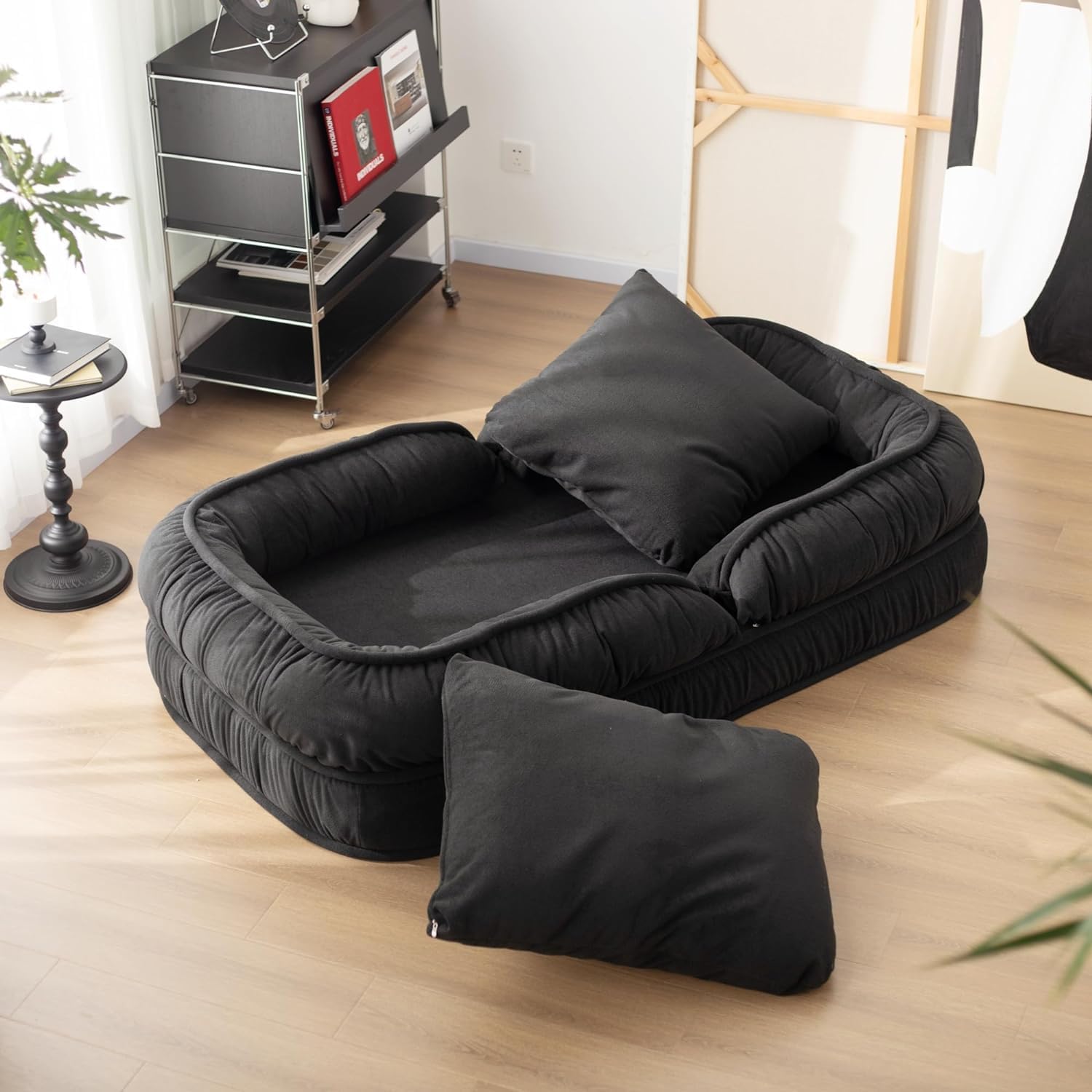LouannTatami Foldable Lazy Sofa Bed Floor Chair - Adjustable Human Dog Bed for Adults Kids Floor Seats - Cozy Large Single Couch for Home Living Room