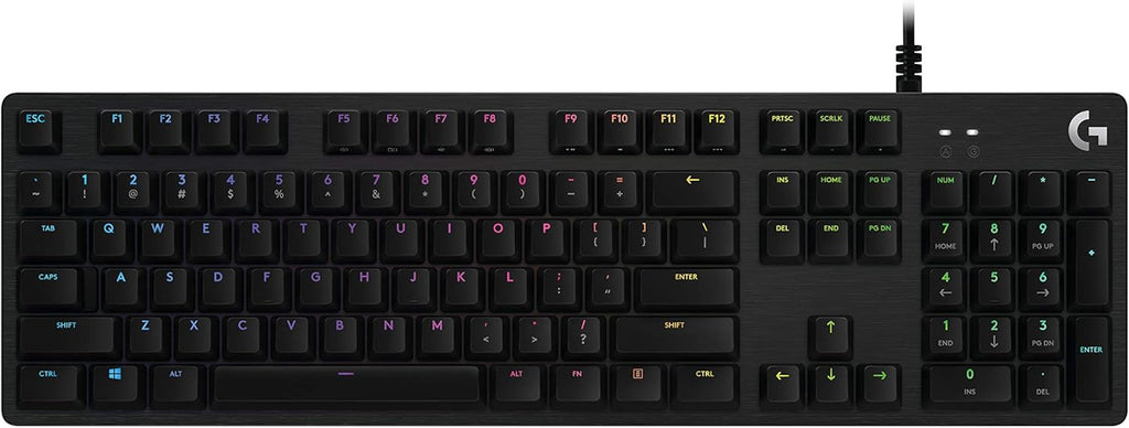 Logitech G512 Mechanical Gaming Keyboard Special Edition,RGB Lightsync Backlit Keys,GX Blue Clicky Key Switches,Brushed Aluminum Case,Customizable F-Keys, USB Pass Through,AZERTY France - Black