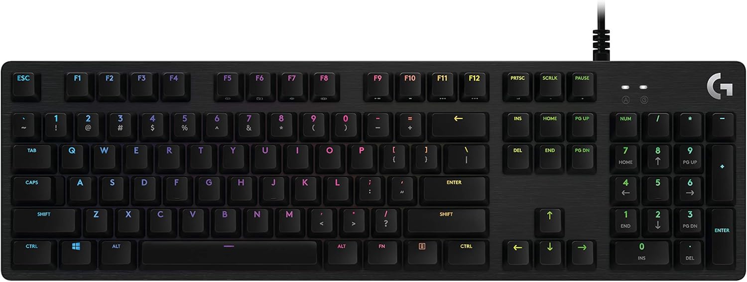 Logitech G512 Mechanical Gaming Keyboard Special Edition,RGB Lightsync Backlit Keys,GX Blue Clicky Key Switches,Brushed Aluminum Case,Customizable F-Keys, USB Pass Through,AZERTY France - Black