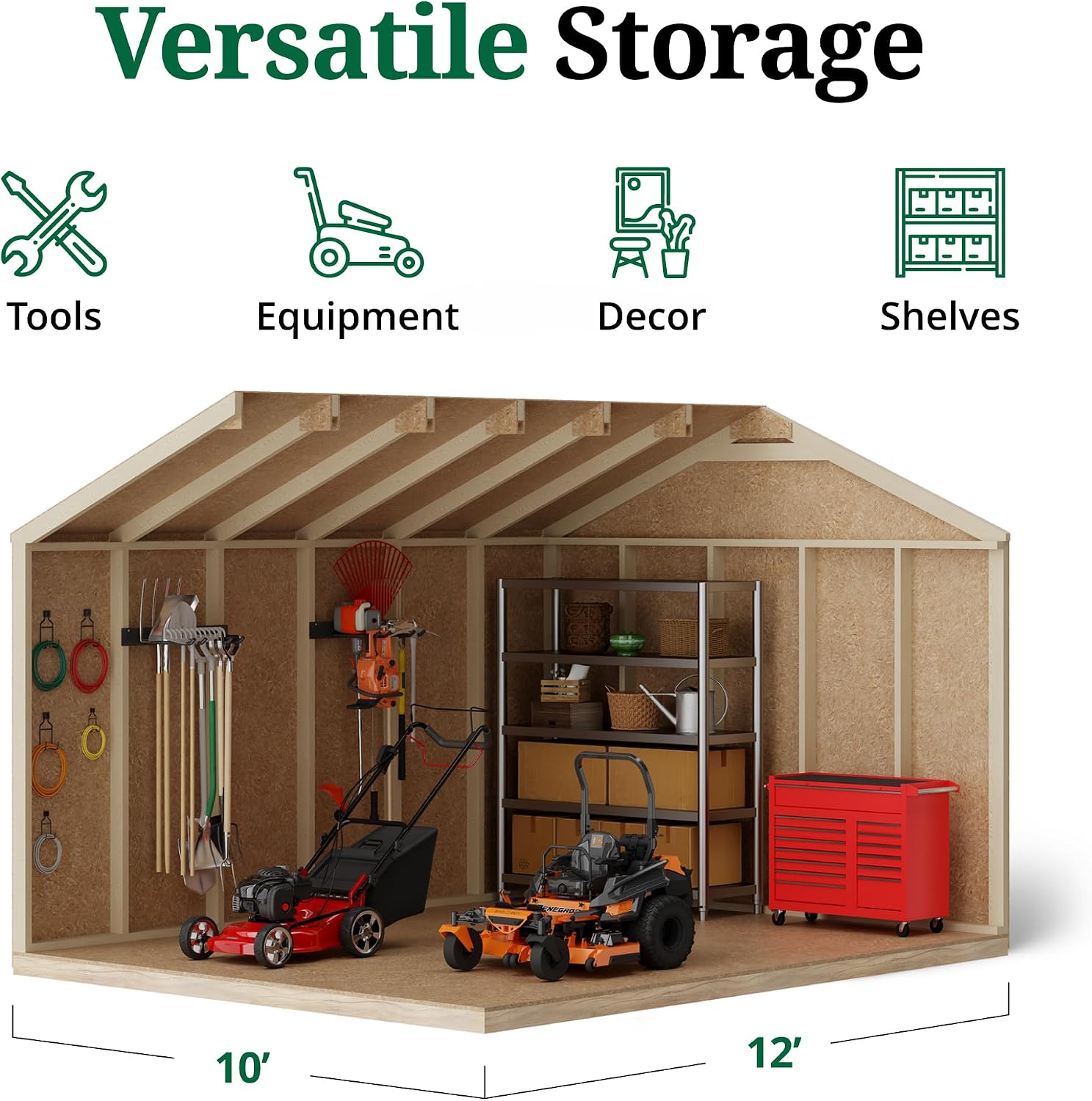 Little Cottage Co. 10x12 Value Workshop Shed with Operable Windows and Floor, Outdoor Wood Storage Do-It-Yourself Precut Kit