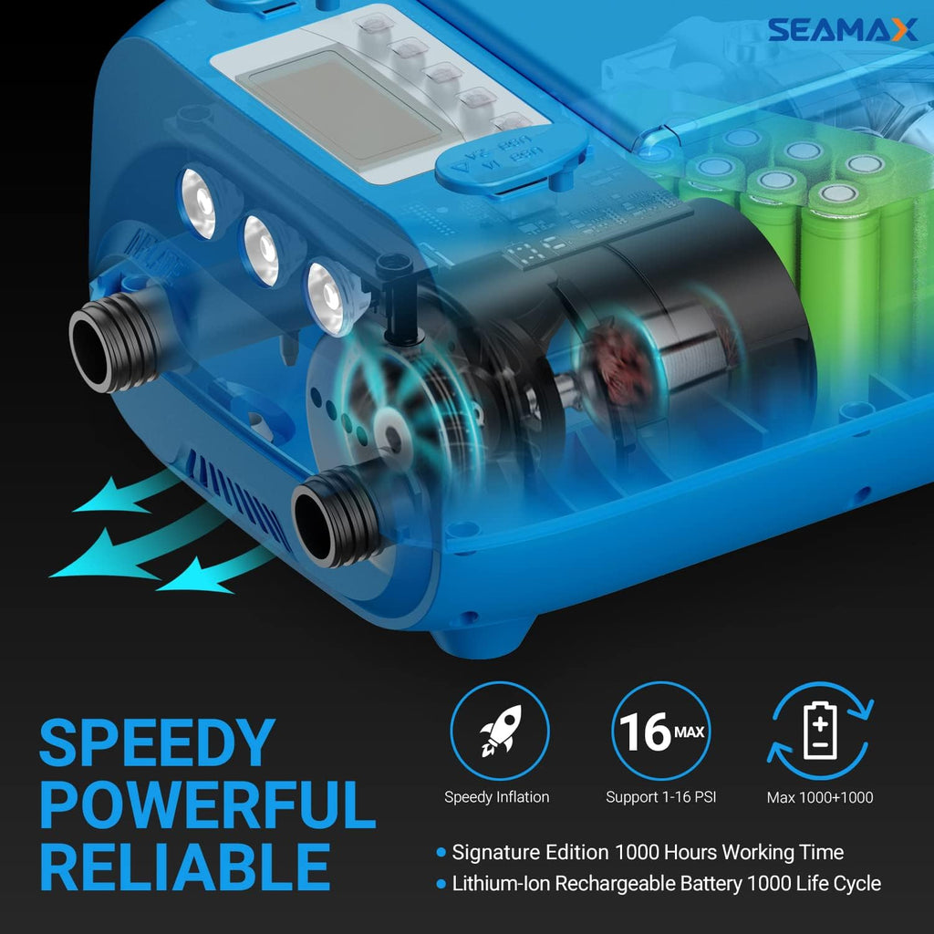 Seamax SUP 16DB Electric Air Pump for Inflatable SUP and Boat, Intelligent Firmware with Built-in Temperature Sensor and Timer