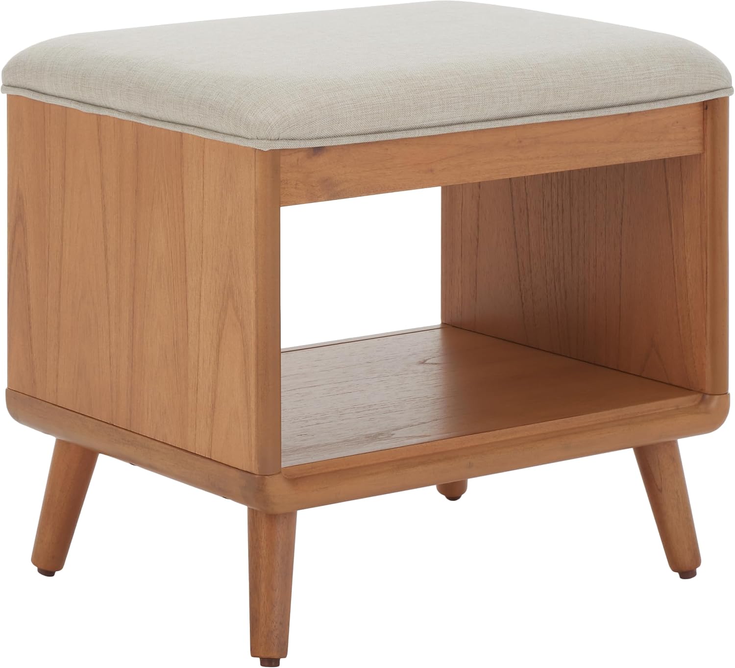 SAFAVIEH Home Collection Solo Cream/Natural Open Shelf Bench with Cushion