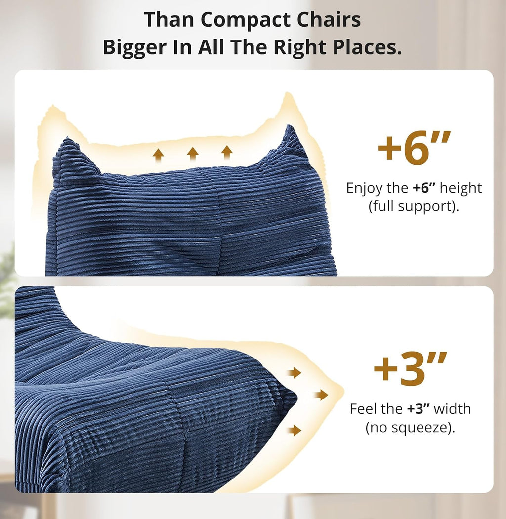 Bean Bag Chair - Corner Sofa, Fireside Chair Bean Bag Sofa Large Bean Bag Chair for Adults,Fireside Floor Couch for Living Room, Bedroom, Gaming (Yellow, Single) (Blue, Single)