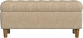 Homepop Home Decor | Tufted Ainsley Button Storage Ottoman Bench with Hinged Lid | Ottoman Bench with Storage for Living Room & Bedroom, Oatmeal Textured Fabric