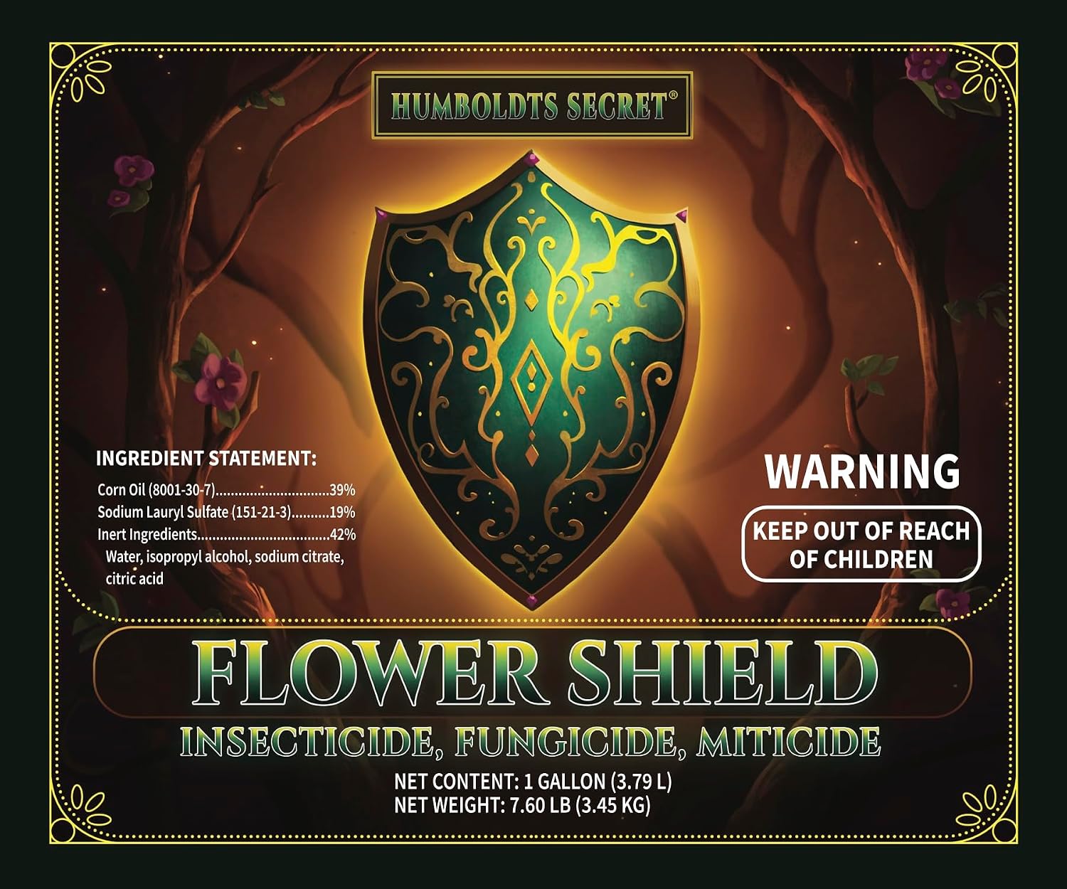 Humboldts Secret Flower Shield | Plant Care Spray for Routine Foliar Application & Maintenance | Naturally Derived, Oil-Based Formula | Indoor & Outdoor Plants | 1 Gallon