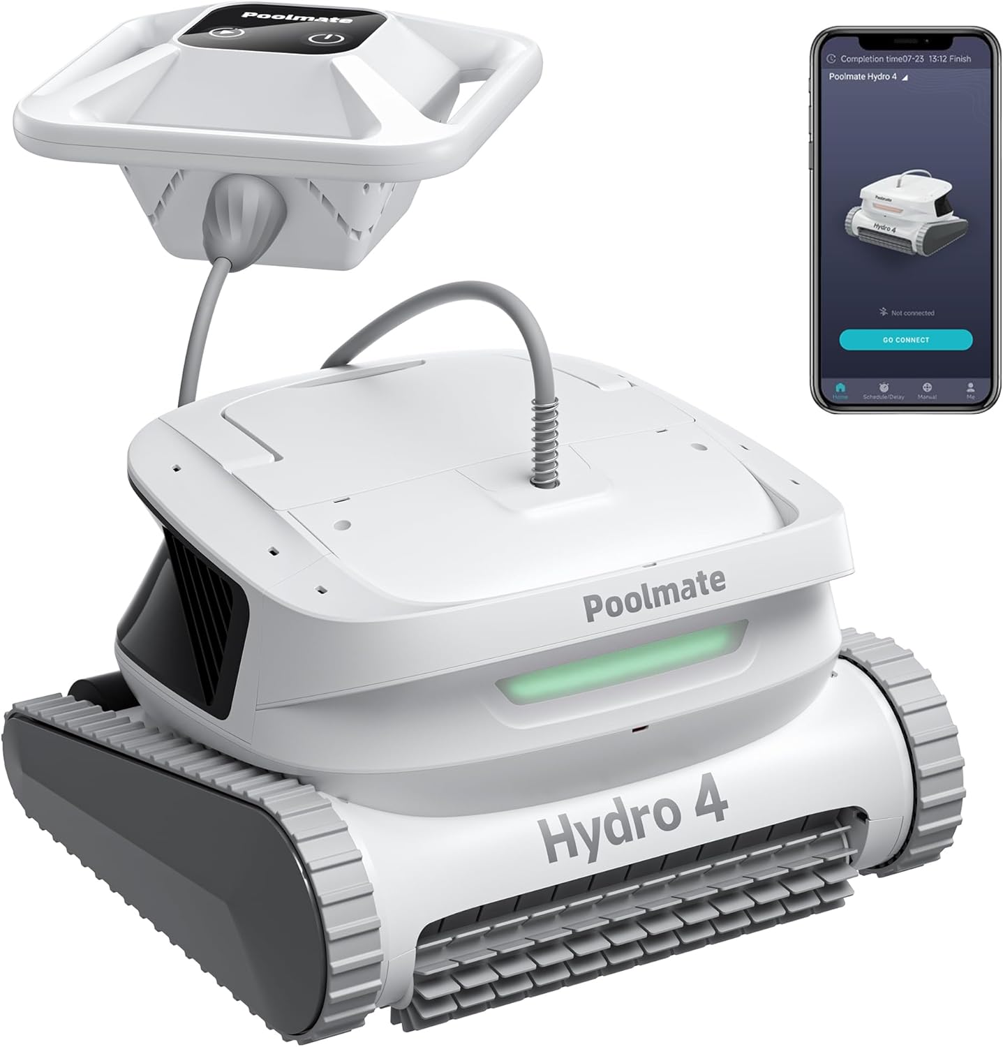 Hydro4 Wireless Robotic Pool Cleaner with Dual Inlet for Above/In ground Pools up to 1,614 Sq.ft, 210 Mins Runtime, Wall/Floor Cleaning, Waterline Tech, Smart Navigation, APP/Cloud Control