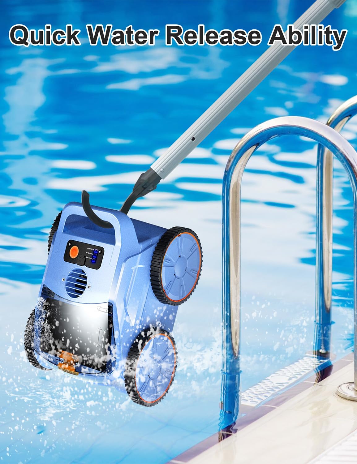 Robotic Pool Cleaner for Inground Pools, OOTDAY Cordless Robotic Pool Vacuum, Pool Robot with Smart Navigation, Floor/Wall/Waterline Cleaning, 150 Mins Runtime, Pools up to 2000 Sq.ft