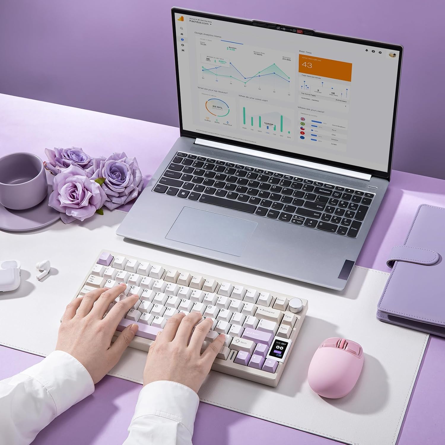 YUNZII AL80 Wireless Mechanical Keyboard,Full Aluminum CNC, Smart LCD Display,Hot Swappable Gasket Mount 75% Layout with Knob,BT/2.4G/USB-C,QMK/VIA Support for Win/Mac (Beige, Gateron Zero Switch)