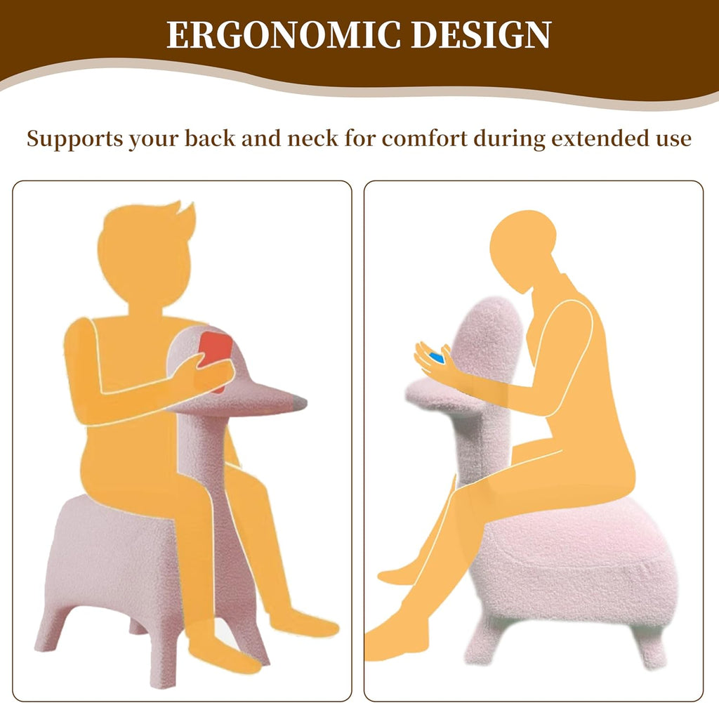 Animal Shape Gaming Chair, Soft Lamb Wool, Cute Duckbill-Shaped Chair for kids, Deep Cushion, Small Sofa for Small Space, Ideal for Bedroom/Living Room/Office, Stylish Furniture, Easy Assembly, Pink