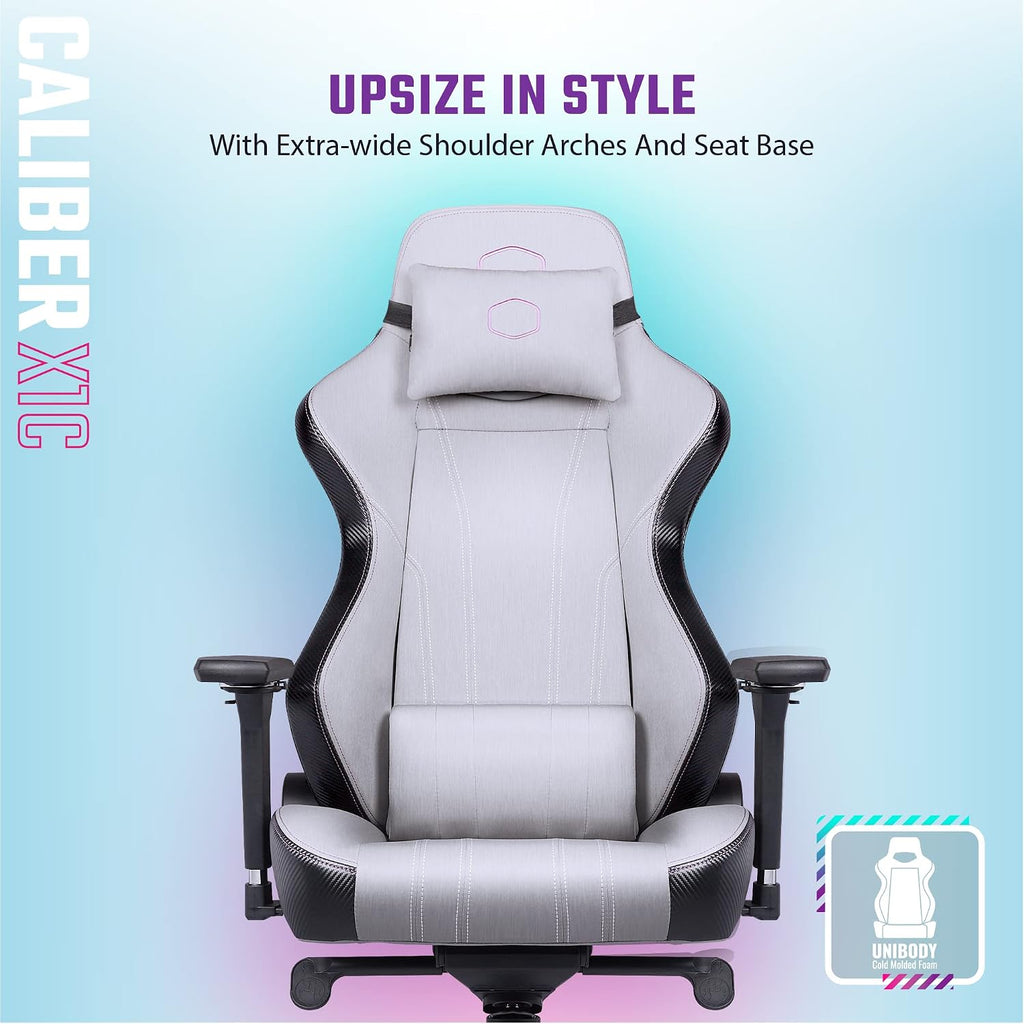 Cooler Master Caliber X1C Ergonomic Gaming Chair Black, Cool-in Fabric, 360° Swivel, 180 Reclining, Lumbar Support, High Density Foam Cushions, 4D Armrests, Adjustable Gas Lift for PC Game | Office