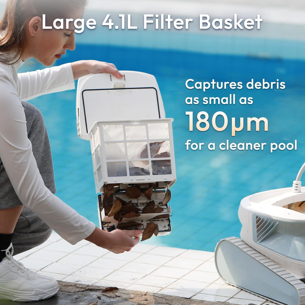 Hydro 4SE Robotic Pool Cleaner, Wired Automatic Pool Vacuum with Wall & Waterline Cleaning, Oversized Top-Loading Filter, Dual Inlet System Pool Robot for Inground/Above-Ground Pools Up to 40FT